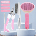 Kit Higiene Pet 4 em 1 Escova Tira Pelos + Cortador de Unhas + Pente + Lixa – Dogviva