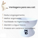 Comedouro Gato Cerâmica Luxo Bebedouro Cerâmica Esmaltado PET Elevado antiformiga prático higiênico