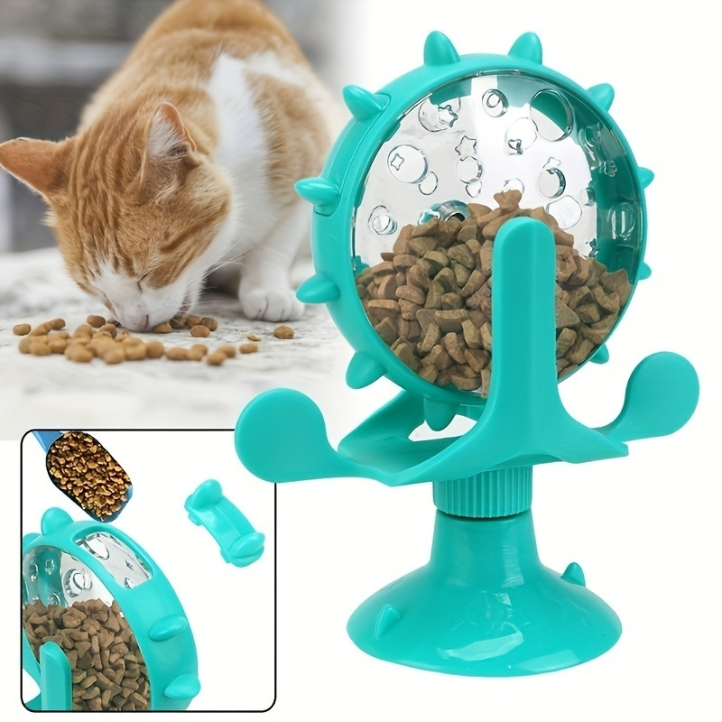 Brinquedo Para Gatos Divertido Moinho De Vento Mesa Giratória Com Ventosa Roda Gigante Porta Petisco