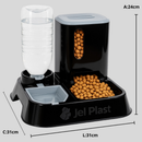 Comedouro e Bebedouro Pet Automático Premium Para Cães e Gatos Com Pá Porta Petiscos